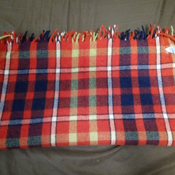 🇺🇸🏤VINTAGE RED PLAID WOOL THROW🏫🍝 - Picture 8 of 12